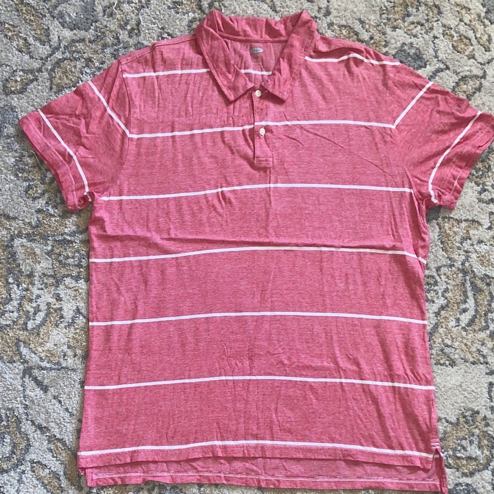 Old Navy 100% Cotton Men's Polo in Red and White Stripes